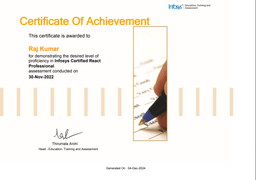Infosys Certified React Professional